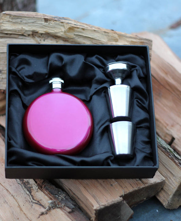 Personaliesd Pink Hip flask with optional gift box