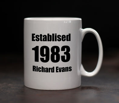 Personalised 'Established' Mug - PersonalisedGoodies.co.uk