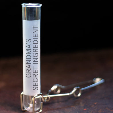 'Mother's Secret Ingredient' Test Tube Bung and Clamp Holder - PersonalisedGoodies.co.uk