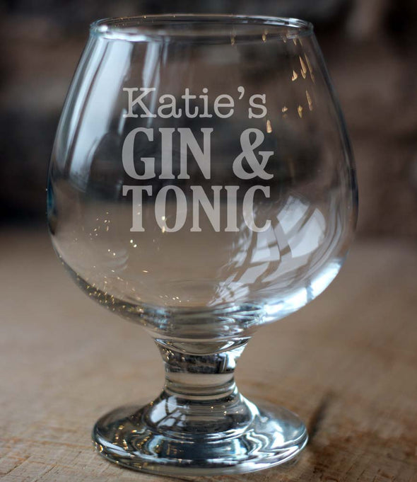 Personalised Gin & Tonic glass and Hendricks bottle