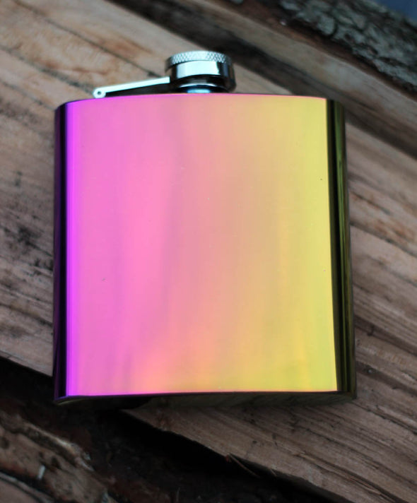Personaliesd Rainbow steel Hip flask with optional gift box
