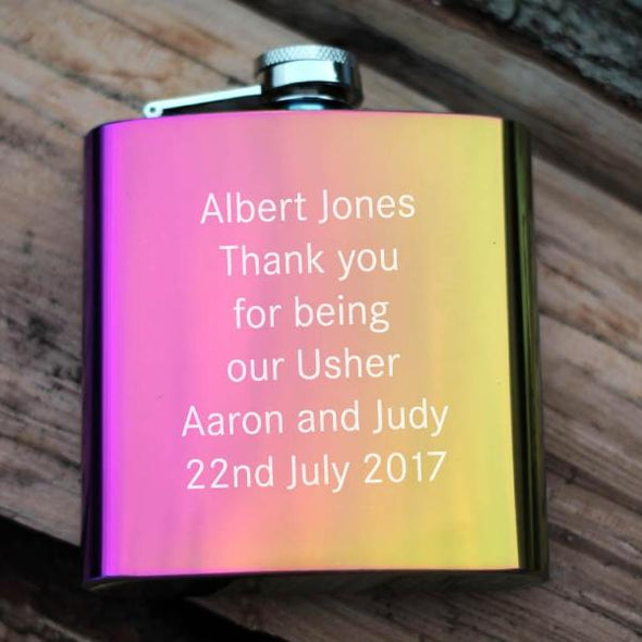 Personaliesd Rainbow steel Hip flask with optional gift box